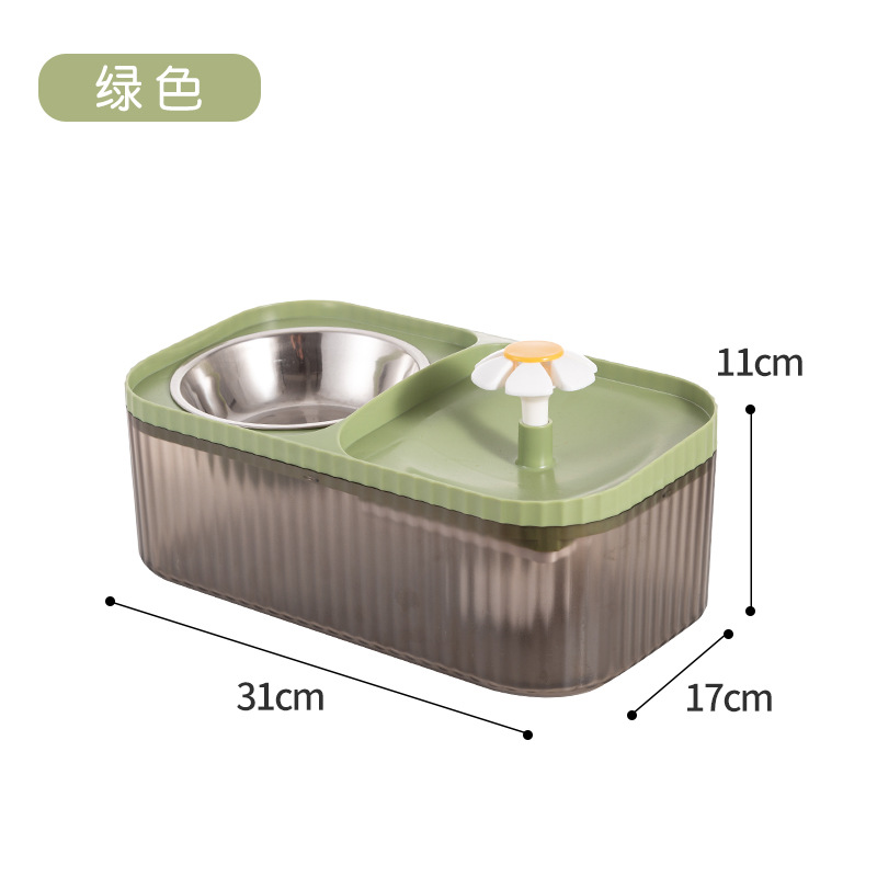 Cat Automatic Pet Feeder Water Dispenser Large Capacity Small Flower Water Fountain Integrated Flowing Water Dog Drinking Pet Supplies