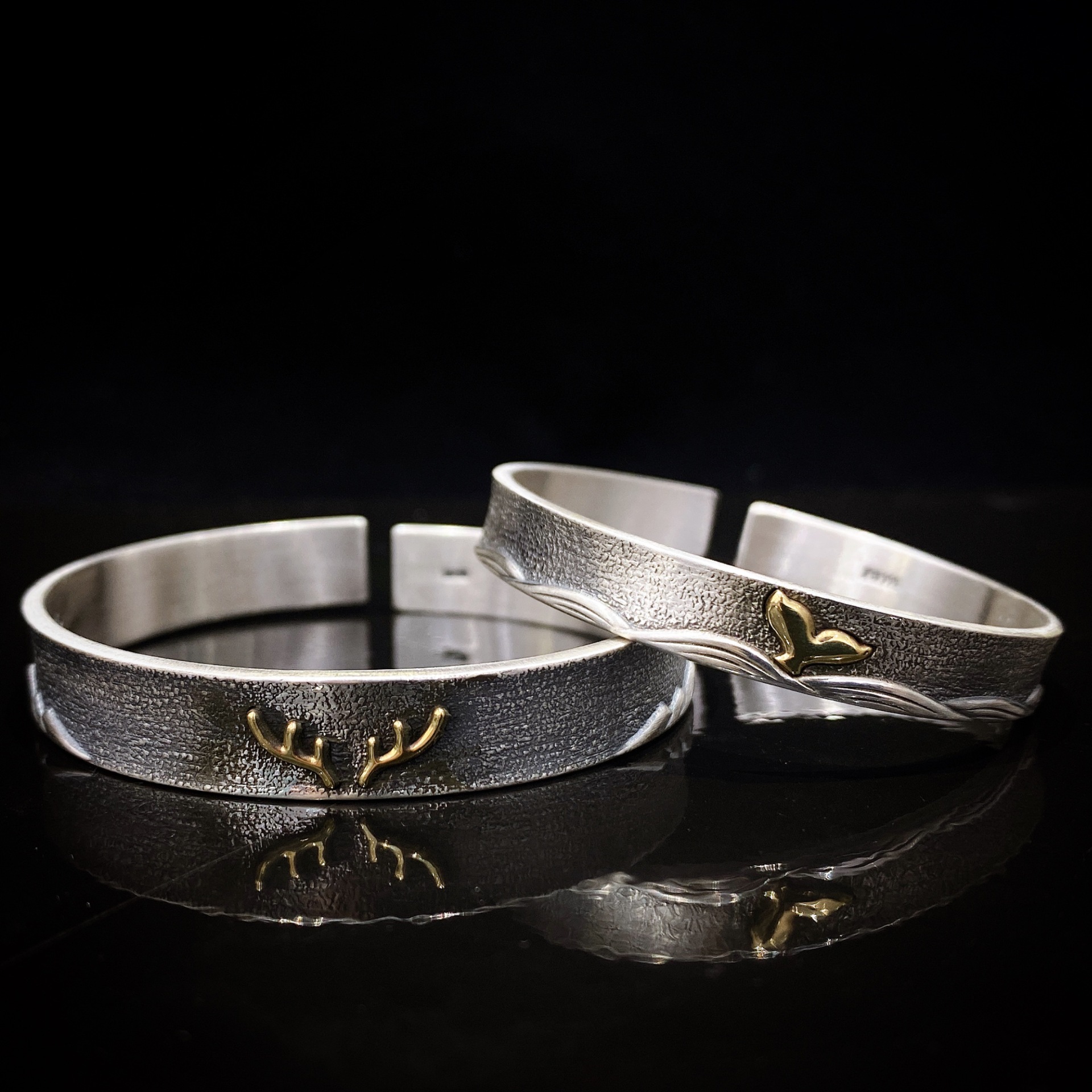 梦醒时见你鲸鹿情侣手镯s999纯银男女款手环七夕情人节礼物送男友