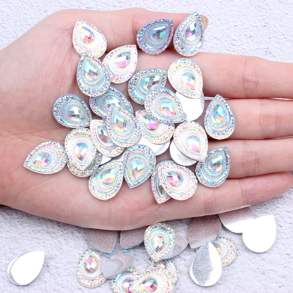 resin new phoenix tail drill drop-shaped resin stick-on crystals bottoming drill color ab bindi diy decorative jewelry accessories