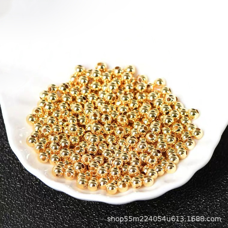 小金珠散珠转运珠单颗硬金隔珠14k包金珠子沙金批发圆珠隔珠diy