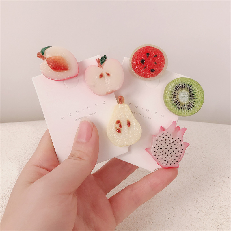 仿真水果发夹女可爱搞怪边夹刘海夹前额碎发夹奇异果发卡小夹子