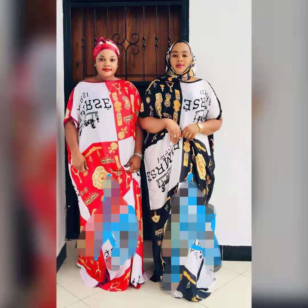 Silk-like Summer Silky Headscarf Printed Letter Dress Cross-Border African Mother Hot-Selling New Products