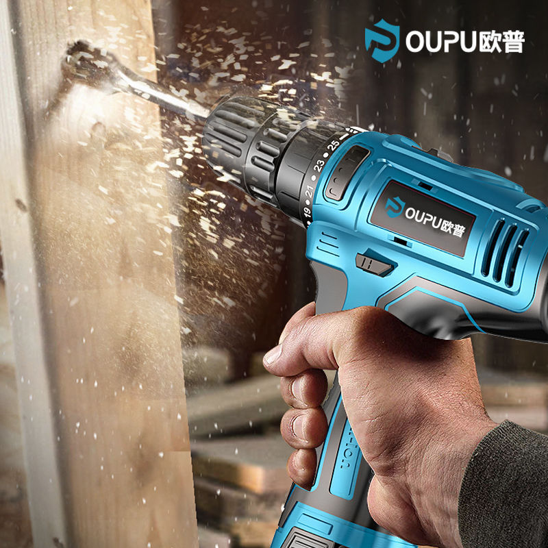 欧普锂电钻充电式手电钻小手枪钻冲击电钻多工家用电转电动螺丝刀