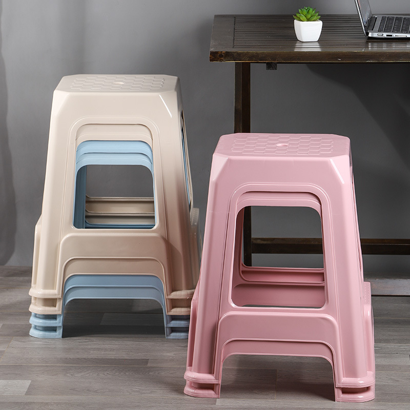 Household Thickened Plastic Stool Nordic Living Room High Bench Simple Square Stool Adult Dining Table Cooked Plastic Chair Wholesale