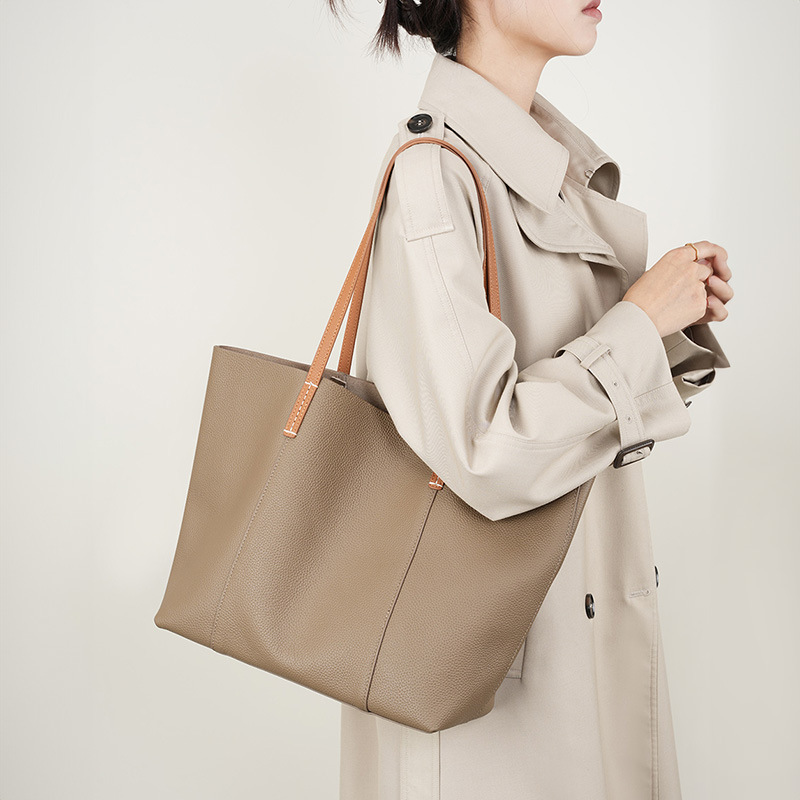 包包女2025新款头层牛皮手工托特包女通勤包大容量手提单肩包大包