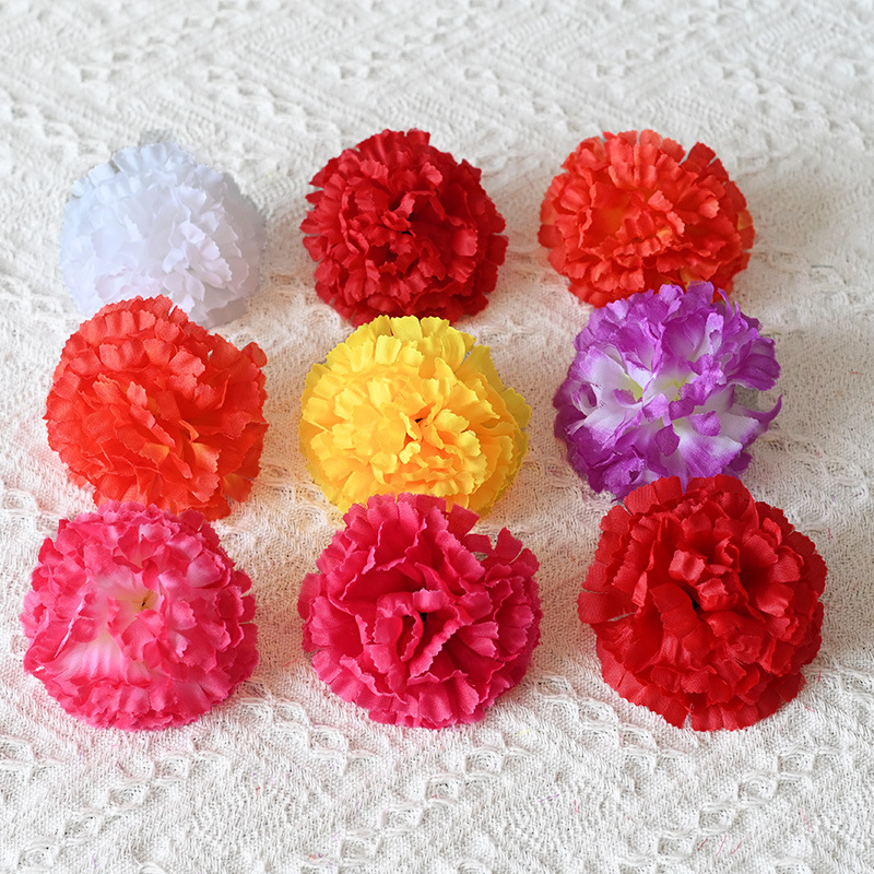 仿真9cm康乃馨花头万寿菊假花diy蛋糕装饰万圣节花材半成品花朵