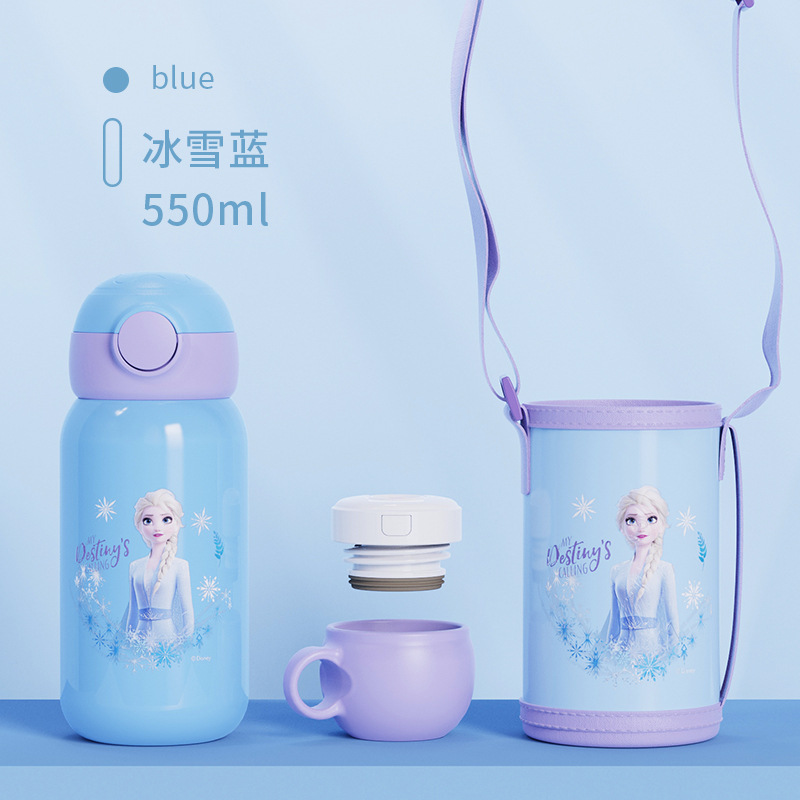 Disney Hm3463 Frozen Good-looking 316 Stainless Steel Double Cover Bounce Straw Thermal Insulation Cup