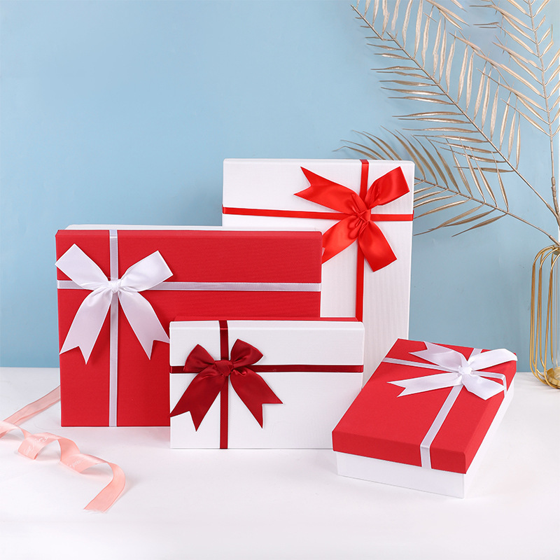 Valentine's Day Christmas Spring Festival Gift Box Custom Bow Flip Skylight Packaging Box Gift Box Yiwu