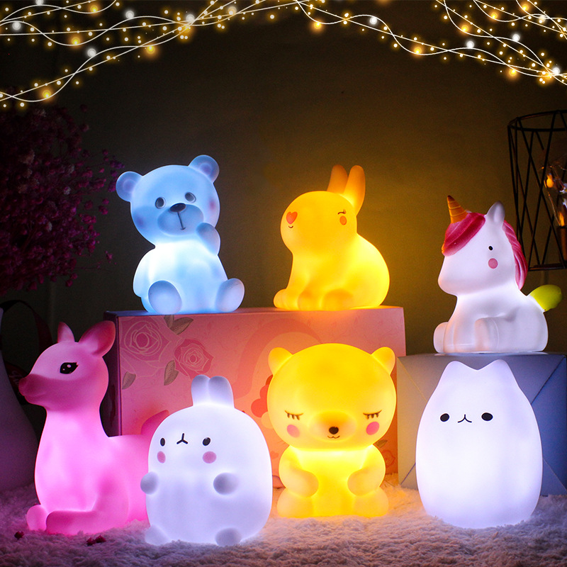 SOURCE Factory Stall Luminous Toys Cartoon Animal Ferrule Rabbit Duck Small Night Lamp Children's Toys Wholesale