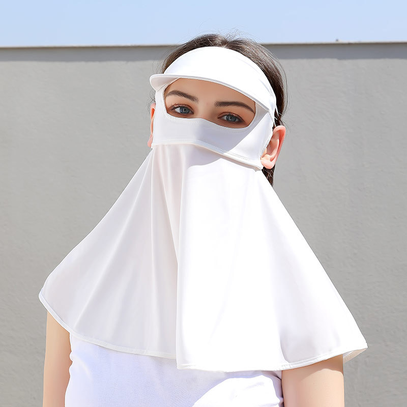 Brim Sun Protection Mask Female Full Face Uv Protection Summer Silk Ice Full Protection Breathable Sun-Proof Eye Protection Mask