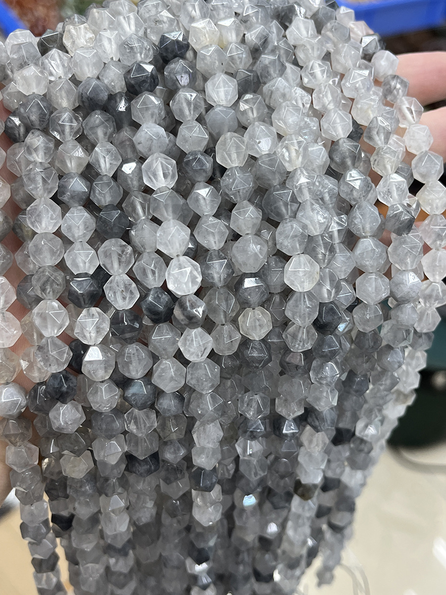 天然烟晶切面圆珠散珠手链项链diy魔鬼晶手串珠水晶饰品配饰-阿里巴巴