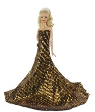11寸30厘米外贸娃娃公主衣服玩具娃娃服装 金色珠片亮片裙