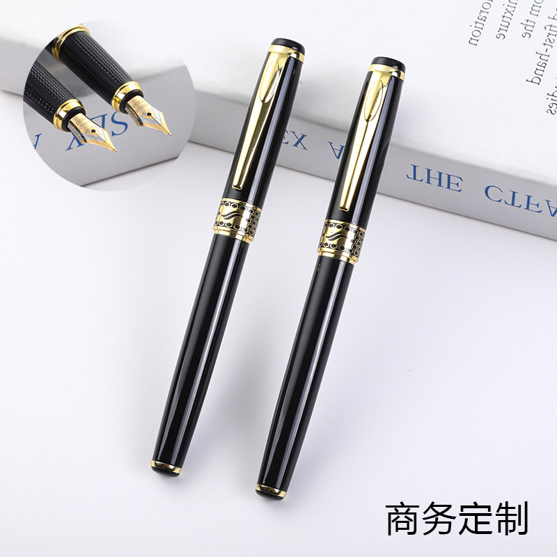 现货商务黑色钢笔 金属钢笔刻字激光logo 高档礼品签字笔广告印刷