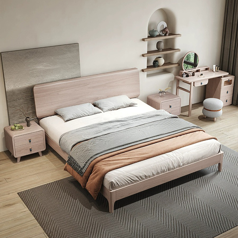 北欧实木床白蜡木现代简约储物床头1.5米1.8米主卧双人床原木大床