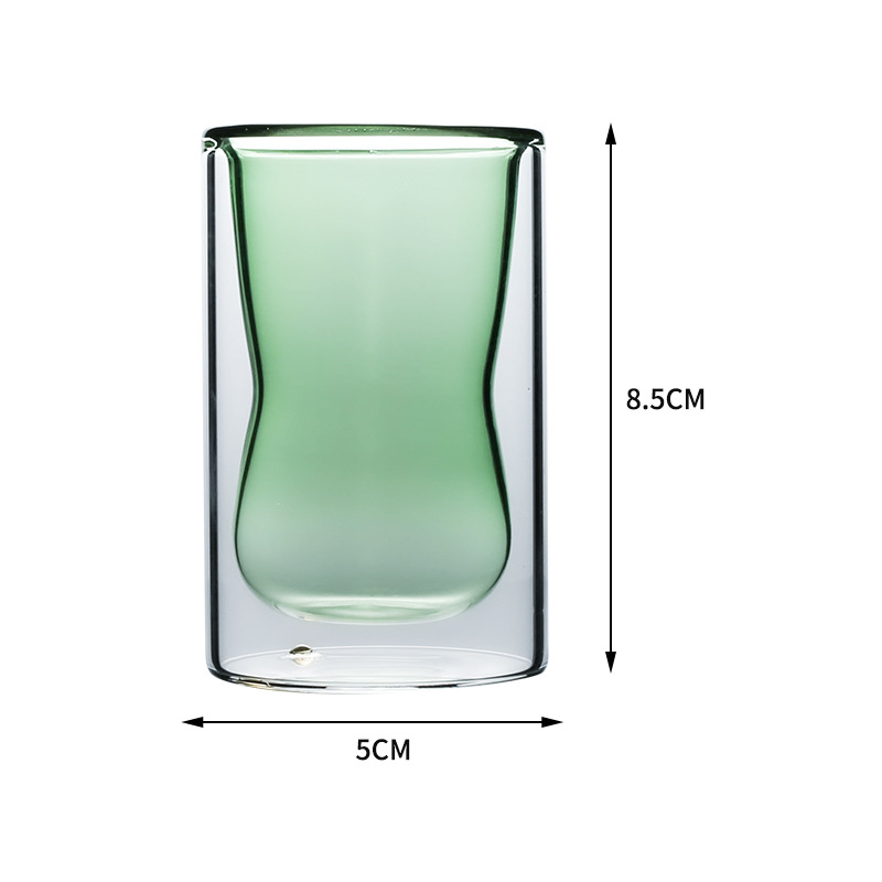 Creative Double-Layer Color Transparent Glass Cup Heat-Resistant Juice Coffee Mug Color Transparent Heat Insulation Milk Cup
