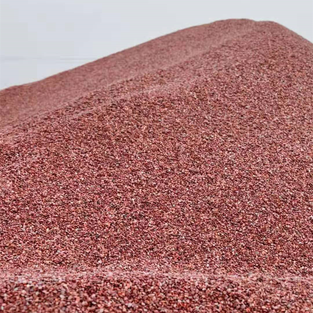 红石子透水地坪胶粘石庭院造景胭脂红4-6mm水洗石卵石碎石