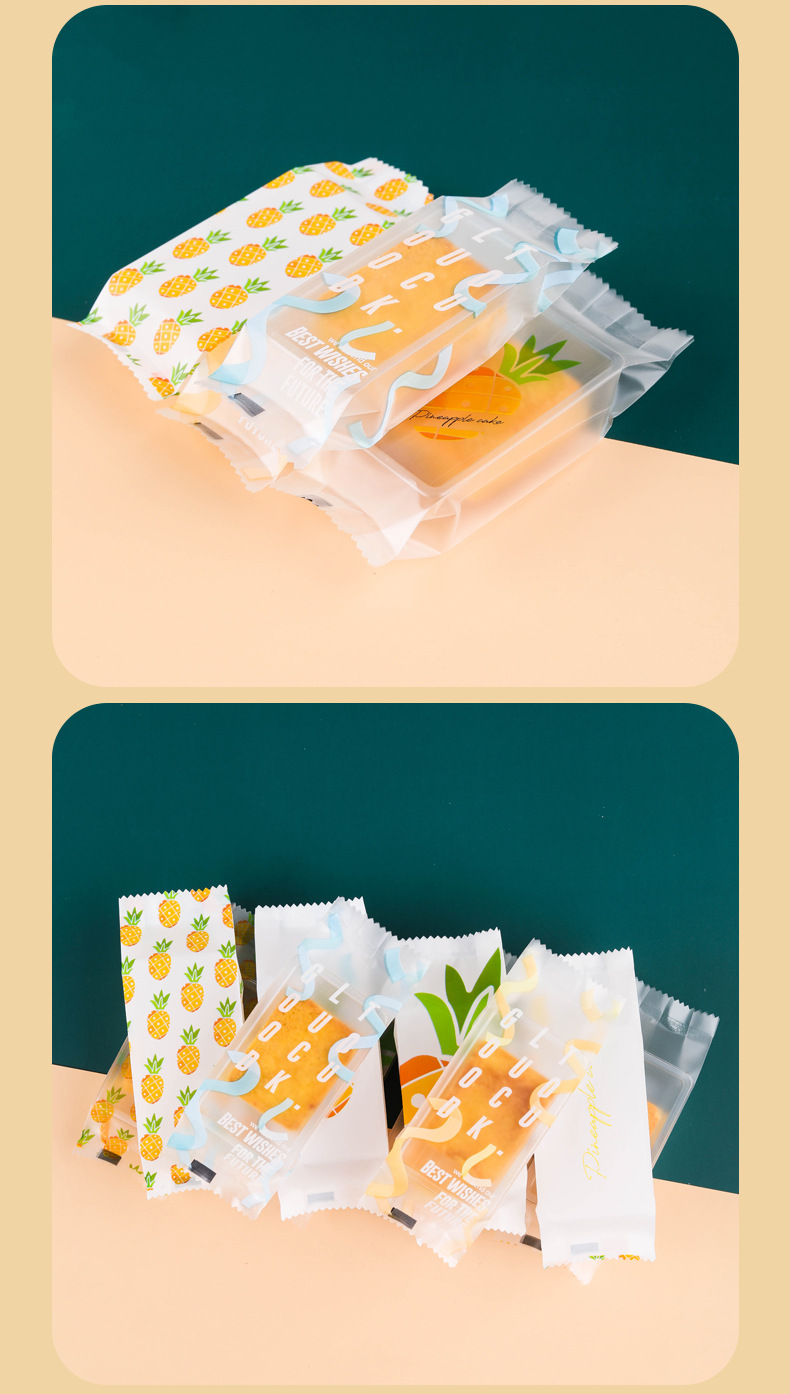 夏季新款小清新凤梨酥包装袋透明加厚款开运酥机封袋底托吸塑包装