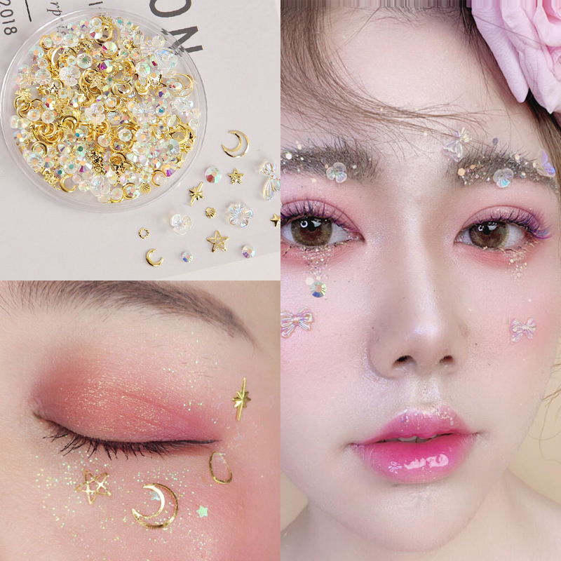 眼妆贴钻儿童舞台妆面亮片贴蝴蝶花朵饰品美甲钻新娘化妆眼角装饰