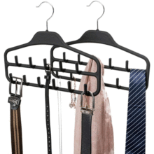 多功能领带皮带架腰带挂架省空间黑色防滑塑料挂衣架衣柜收纳神器