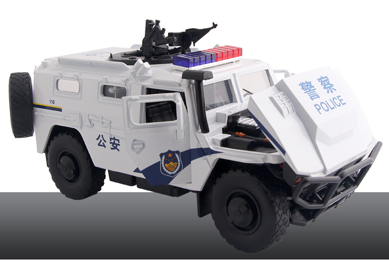 金属1/32防暴车虎式装甲车声光特警合金警车男孩汽车模型玩具批发