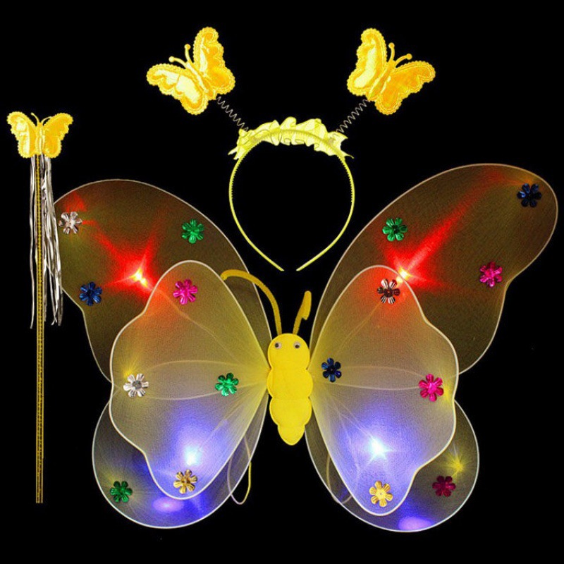 包邮网红发光蝴蝶翅膀天使蝴蝶翅膀儿童演出服装表演装扮道具生日