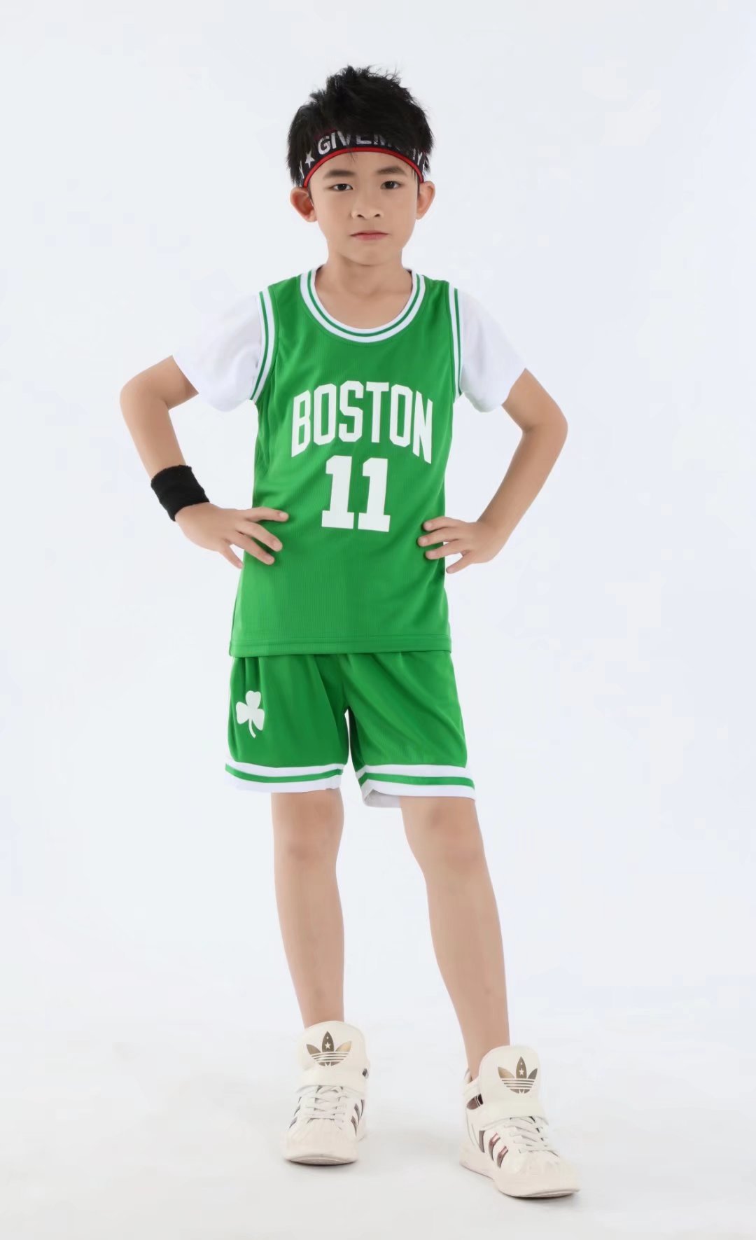 短袖儿童篮球服套装 凯尔特人11号 幼儿园小学团队比赛表演球衣