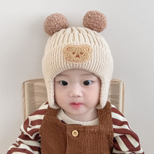 宝宝毛线帽韩版婴儿帽子秋冬新款针织帽保暖加厚男女童护耳套头帽