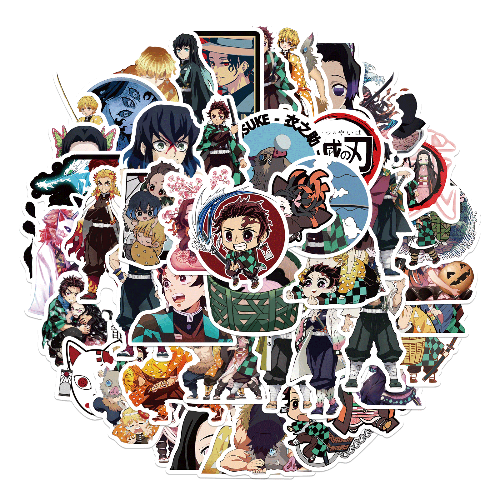 50张鬼灭之刃日本动漫贴纸卡通保温杯笔记本头盔防水贴画定制批发