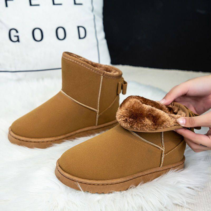 防寒2022新款冬季防水棉靴磨砂加绒加厚pu保暖女特厚雪地靴超厚