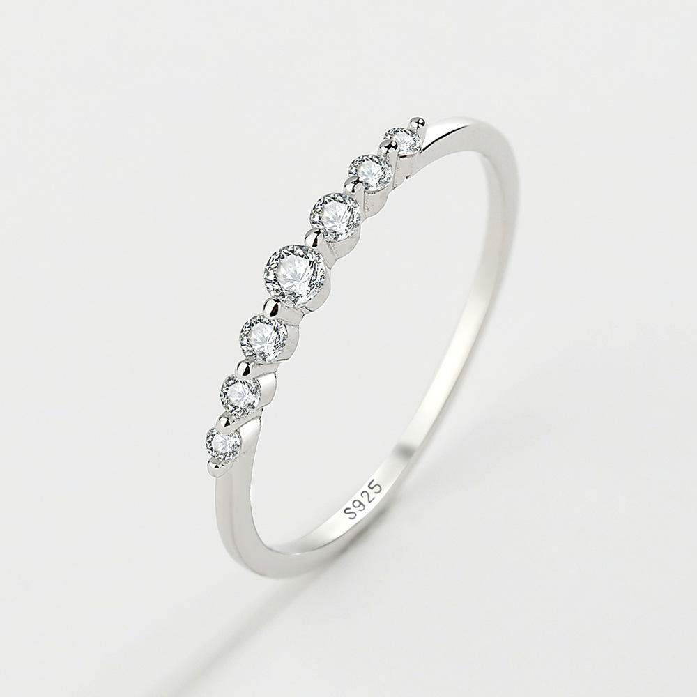 s925纯银戒指女韩版简约小清新微镶钻指环ins网红叠带手饰品批发