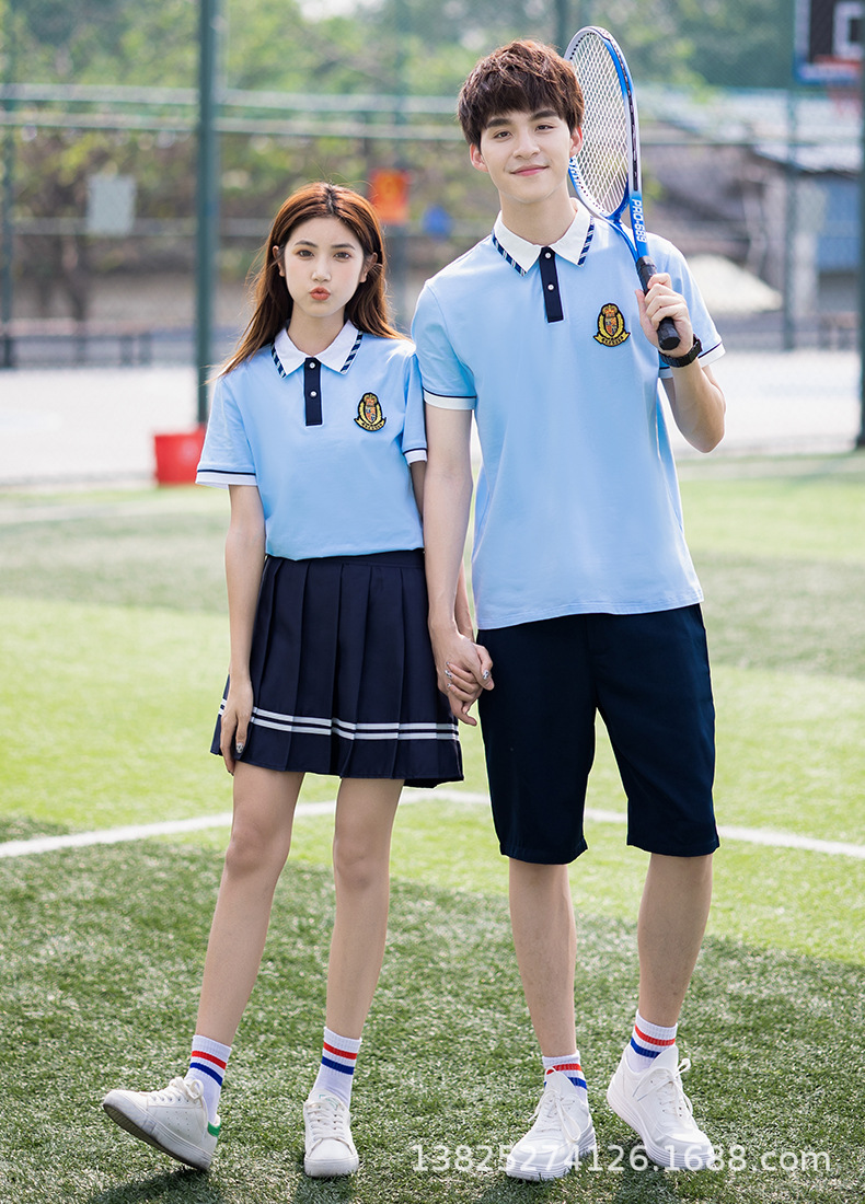 夏季初中生夏装短袖t恤校服 中学生高中生大学运动服套装班服批发