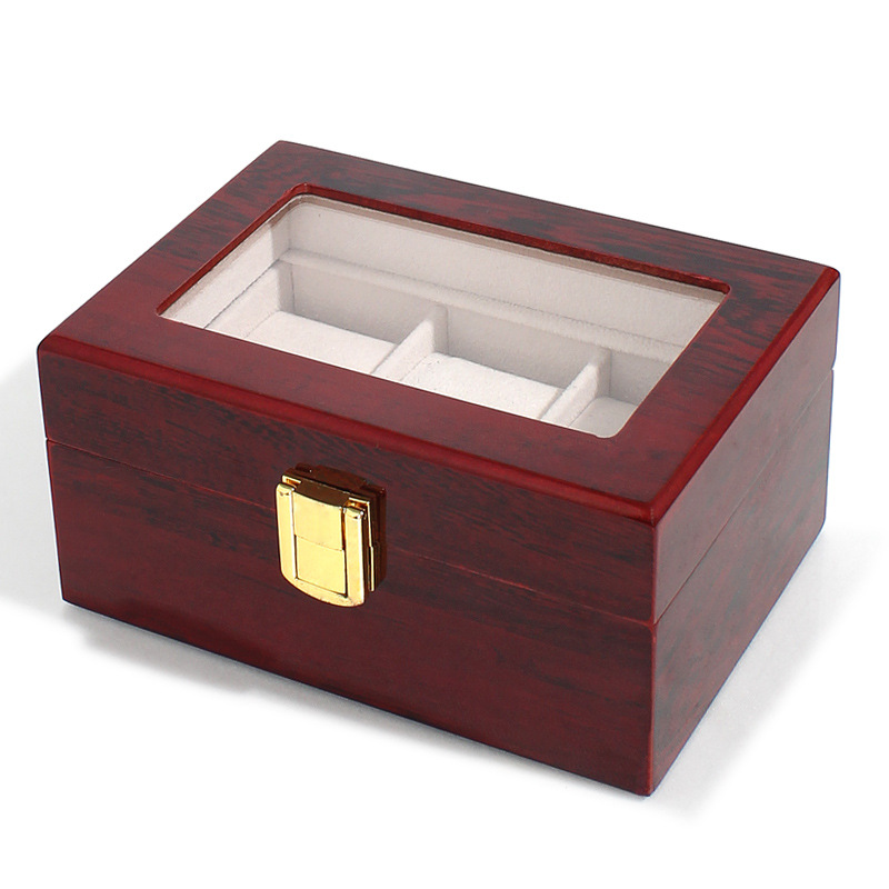 Spot High-Grade Paint Solid Wood Watch Box Three Watches Wooden Packing Box Wooden Watch Storage Display Box