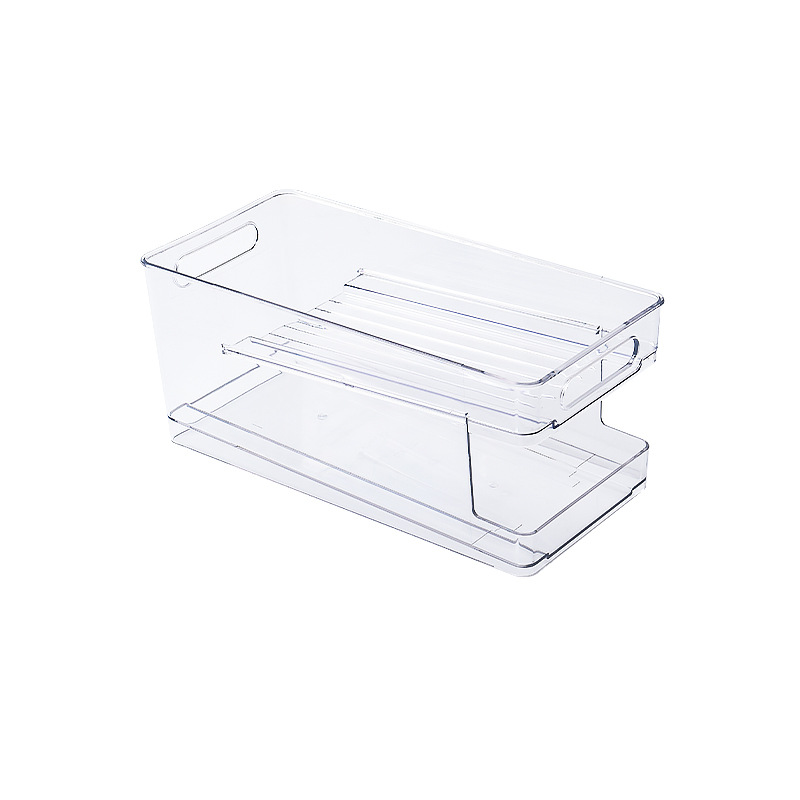 Beer Cola Refrigerator Storage Box Transparent Double-Layer Pet Rolling Beverage Storage Box Household Easy Pull