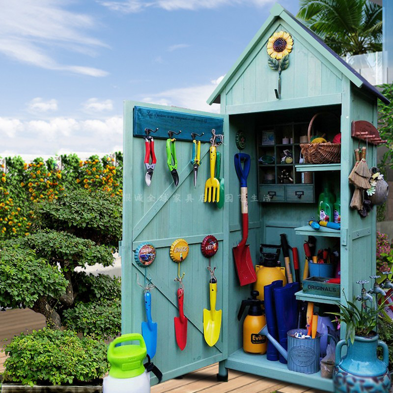 花园庭院工具房户外储物房收纳柜组合木屋储藏室外杂物房露台别墅