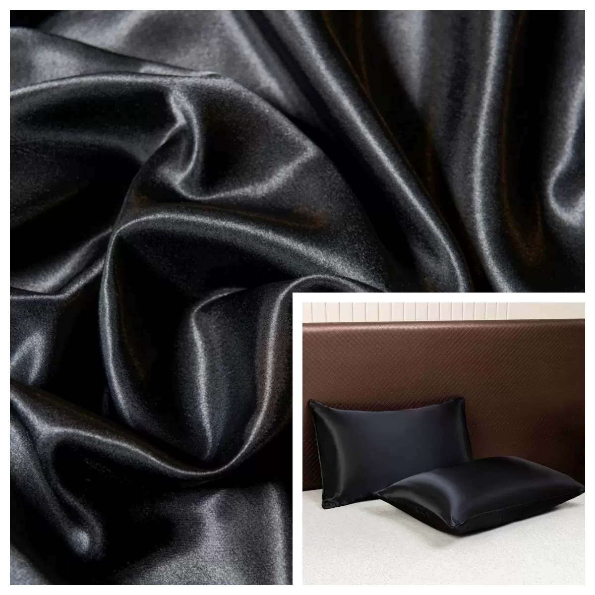 外贸亚马逊跨境美式纯色色丁仿真丝枕套pillowcase枕头套口袋枕