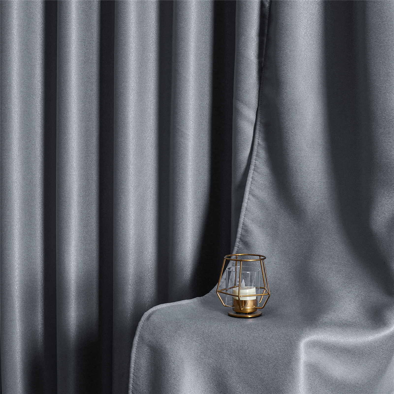 新款跨境亚马逊窗帘布 慕尼黑黑丝物理全遮光窗帘 孔环成品