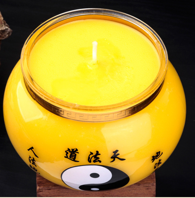 道教双眼鱼佛具道场供灯三天道观固体酥油灯长明灯圆口玻璃道教