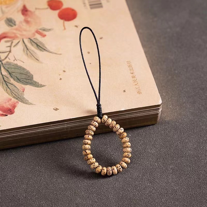 天然星月菩提钥匙扣黄杨木莲蓬汽车挂饰圆环吊坠短款文玩盘玩念珠