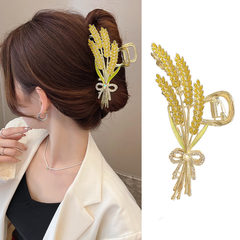 麦穗金属抓夹甜美发饰大号优雅发夹女后脑勺盘发鲨鱼夹子头饰批发