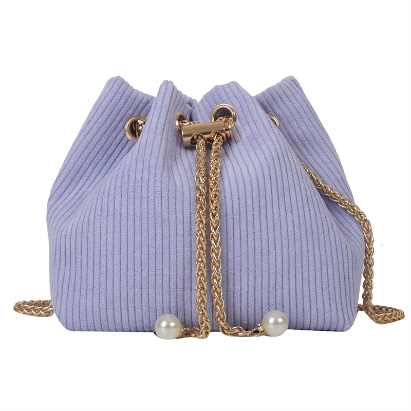 Wholesale Bag Spring Fashion Corduroy Pull-Belt Small Bucket Women's Bag 2023 High-Grade Shoulder Messenger Bag