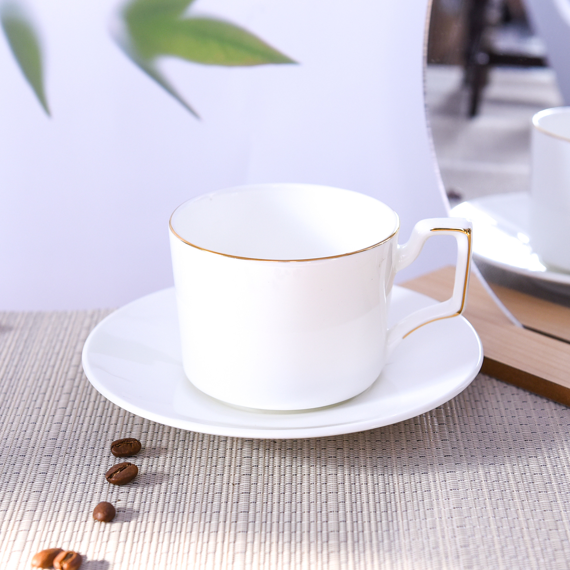 唐山厂家批发骨瓷咖啡杯碟 创意金边茶水杯 陶瓷商务礼品咖啡杯