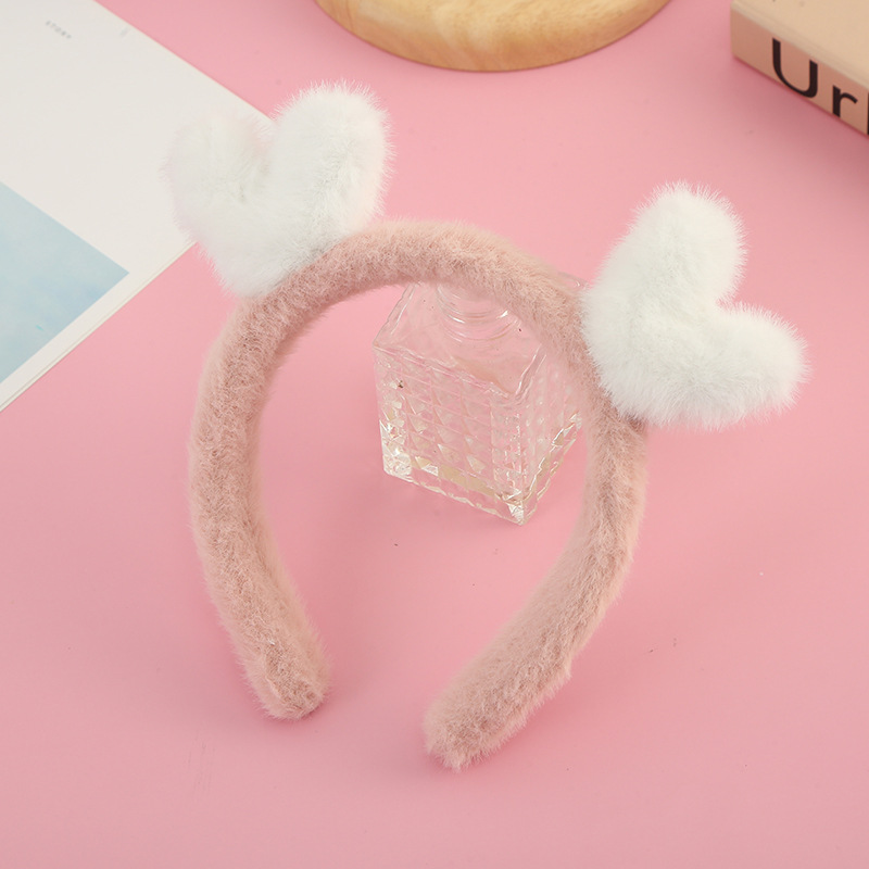 Simple Love Small Antlers Fluffy Hair Band Candy Color Face Wash Bandeau Headband Hairpin Hair Pressing Headwear Wholesale