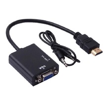 HDMI 转VGA 凸头高清转换线hdmi to vga带音频转接线转换器连接线