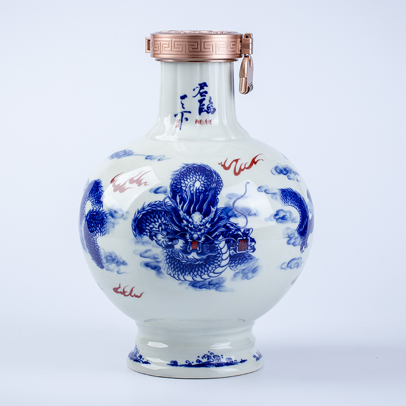 3dwf青花陶瓷酒瓶3斤5斤10斤空瓶酒罐密封复中式家用空酒壶存藏酒