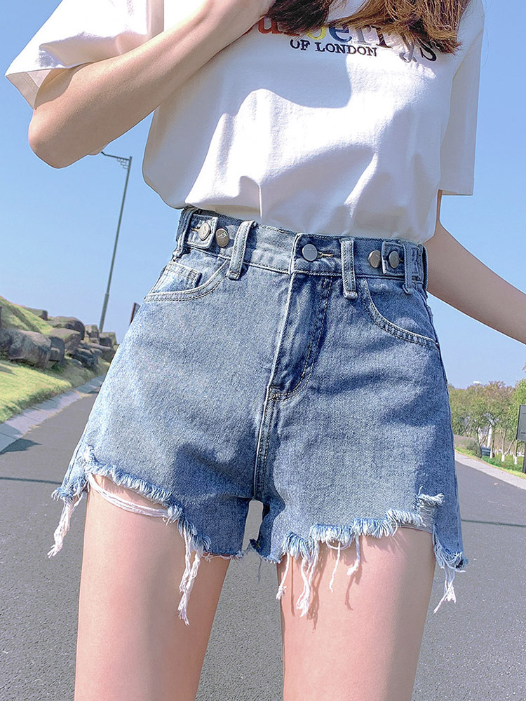 牛仔短裤女夏季薄款2022新款高腰宽松显瘦阔腿字超短热裤潮