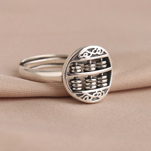 S925纯银算盘珠食指戒指女款小众设计个性开口戒指饰品潮