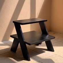 北欧家用梯凳边几中古风实木餐凳多功能换鞋凳设计师白蜡木椅子