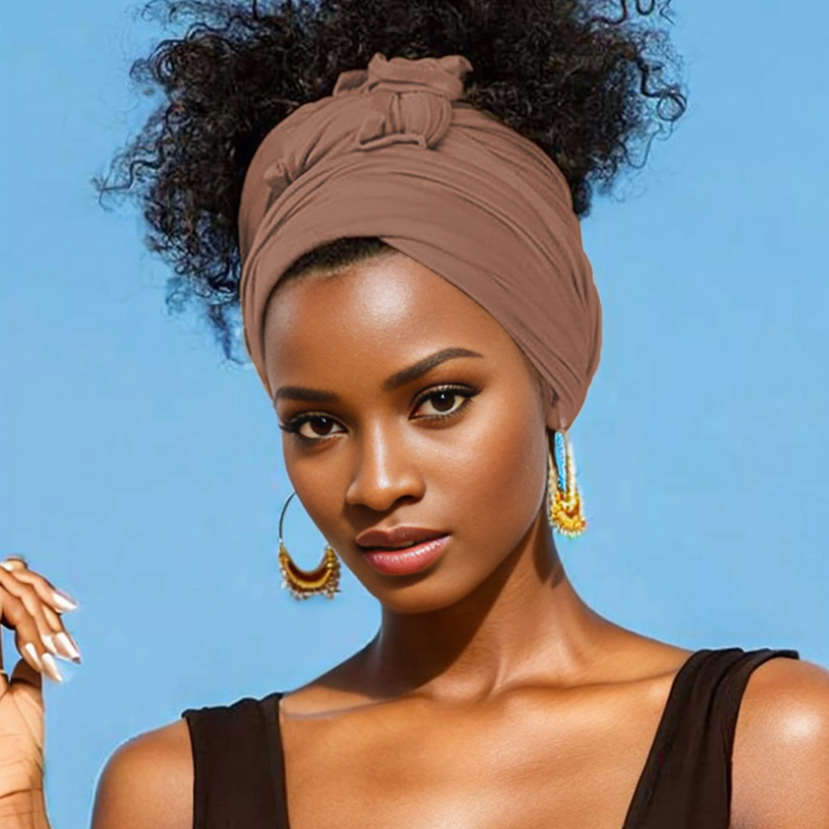 Cross-Border Pure Color Rayon Jersey Women's Scarf Elastic Mercerized Cotton Modal Comfortable Soft Jersey Headscarf