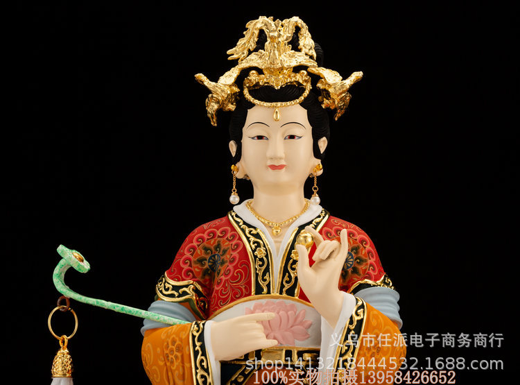 碧霞元君东岳泰山天仙玉女19寸佛像厂家纯铜鎏金佛像三霄娘娘供奉