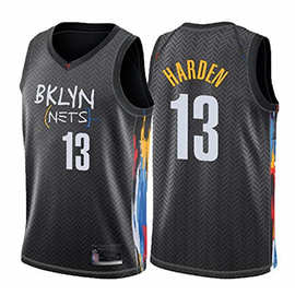 篮网2020-21城市版布鲁克林篮网詹姆斯哈登13号黑色球衣扎染nba